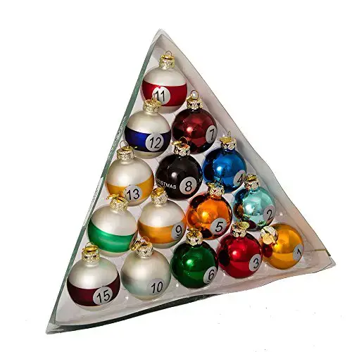 Kurt Adler 40 mm Medallion Collection Lot de 15 boules de billard en verre Kurt Adler 40 mm Medallion Collection Lot de 15 boules de billard en verre